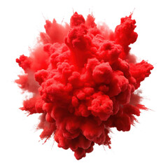 Red powder explosion effect isolated on black background for graphic design and abstract art projects