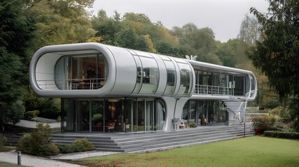 Modern House Minimalist Small British Style Diverse Landscapes Vibrant Accents Photorealistic Textures Dynamic Lighting Randomized Weather Elegant Design Sophisticated Ambiance Futuristic Edge (AI-Gen
