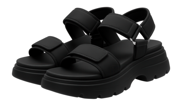 Chunky sole sandals with neoprene straps and Velcro fastenings