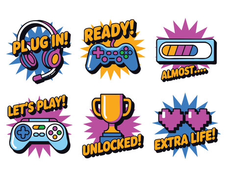 Pixel Art Gaming Icons: Retro Game Controller, Headset, and More!