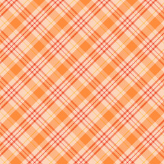Plaid pattern with twill weave in orange yellow red.Autumn fall tartan check seamless pattern.Vector illustration geometric background for fabric and prints.