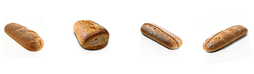 A set of cut-out PNG ciabatta breads on a transparent background, ideal for food designs, menus, and branding visuals.