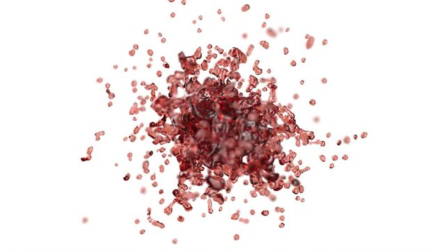 Red wine splash drop on white bg 4k