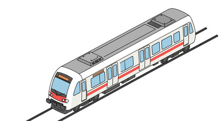 Fototapeta premium Modern isometric train design on tracks with red accents