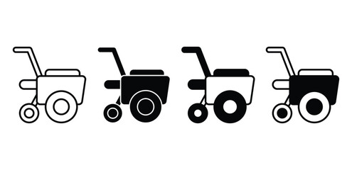 Cultivator Icons Set Black And White Color Vector Design Illustration 