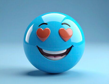 Blue emoticon with hearts