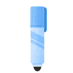 Light Blue Marker, Isolated, Textured Fill, Smooth Black Tip, Office Supply Icon.