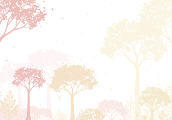 Soft pastel trees on light background in minimalist style  