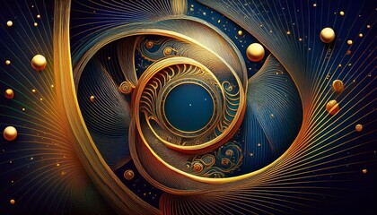 Obraz premium point and curve constructed abstract graphic oriental astrology