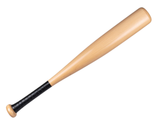 Classic wooden baseball bat isolated on a transparent background perfect for sports equipment display.