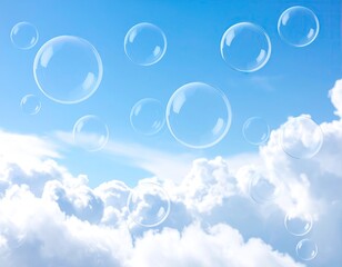 Bubbles in a light blue sky
