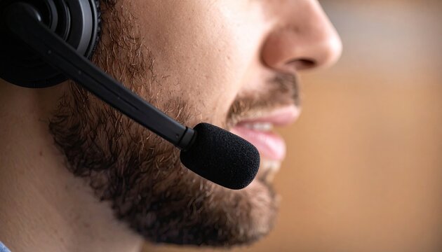 Close-up of man wearing headset