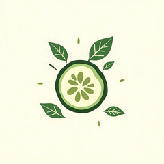 Heart Shaped Seeds in Fresh Cucumber Slice on White Background