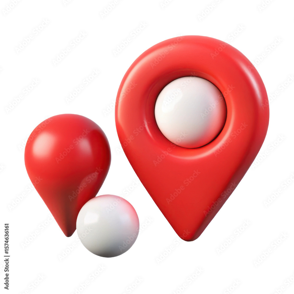 Poster red map pin location gps pointer icon marker symbol for navigation destination travel guide 3d rende