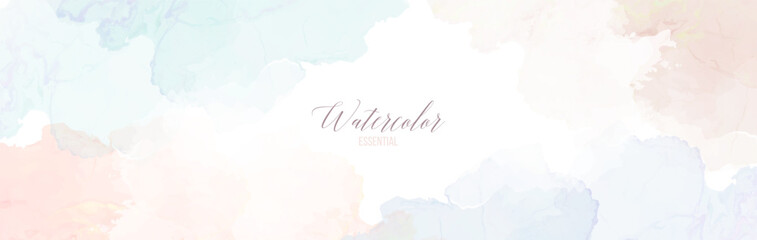Light blue and beige watercolor fluid painting vector design card. Dusty blue watercolor painted frame. Winter wedding invitation. Painted masterpiece texture. Dye splash style. Isolated and editable