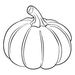 One continuous single-line drawing of a pumpkin sign. Food fruit silhouette in simple minimal linear style. Elegance Doodle outline vector illustration in line art an editable stroke