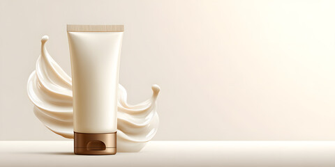 This cosmetic tube has a modern design with a creamy texture and soft swirls for an elegant appearance