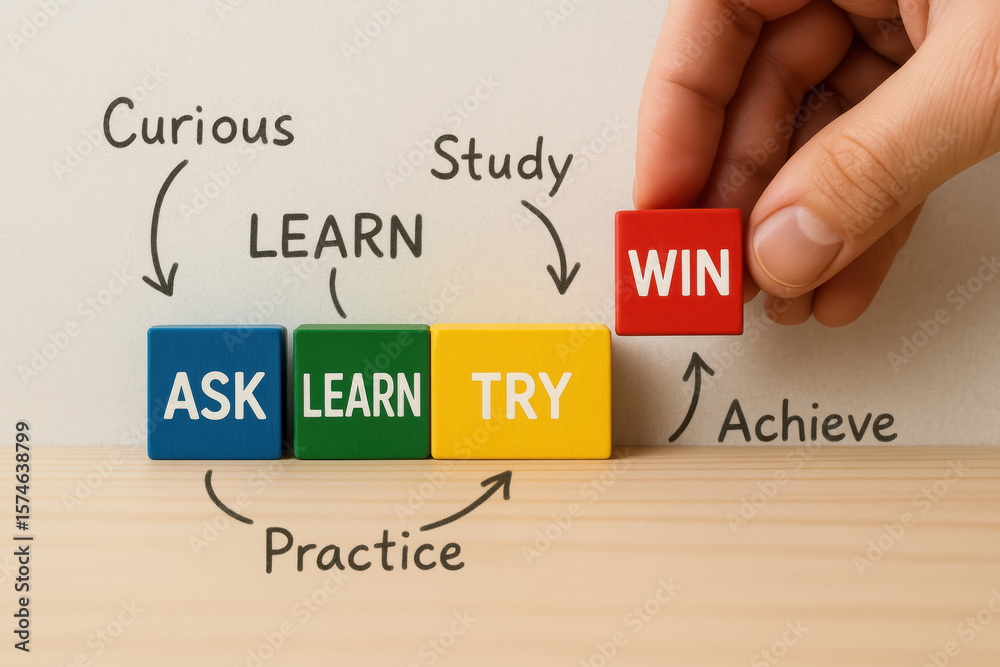 Poster the process growth in business involves curiosity continuous learning practical effort and persisten