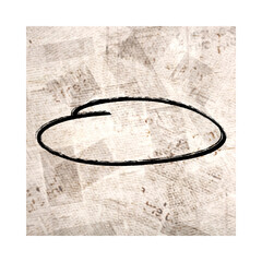 A rough sketch of a circle on a textured, newspaper-like background, isolated PNG