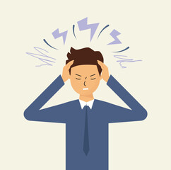 Stress and anxiety. Frustrated man holding her head, tension and headache. mental health, emotions, and lifestyle