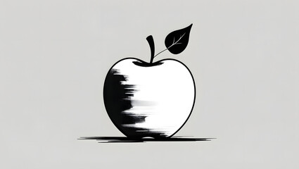 Minimalist Apple Line Art Illustration on Light Background