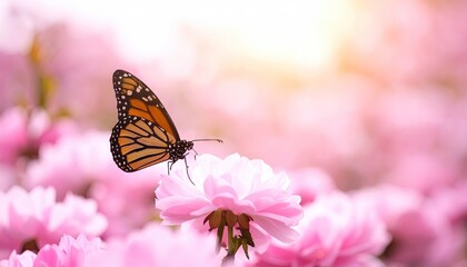 Butterfly on pink blossoms