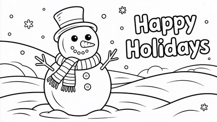 Cheerful snowman with holiday greeting winter