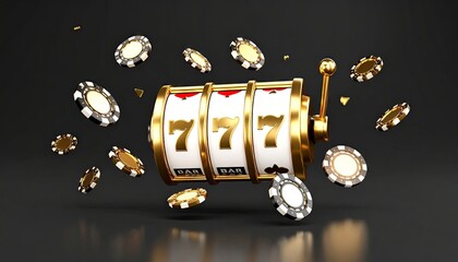 Gold Slot Machine with Chips
