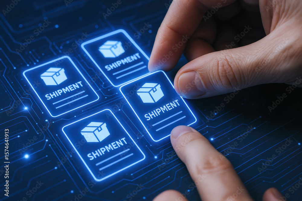 Poster effective management shipment processes is highlighted by precise selection through a digital interf