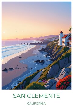 San clemente California United states Travel Poster Illustration Print Decor Gift Canvas Wall Art Gift