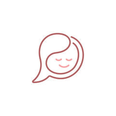 Logo design of a chat bubble in the shape of a human figure, symbolizing communication, connection, and customer interaction in a sleek, modern design.