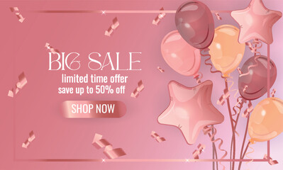 Sales banner with baloons
