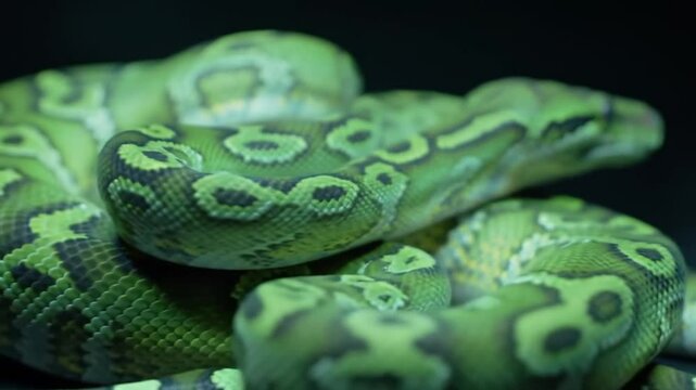 Enthralling Green Python Close-Up: A Study in Scales and Serpentine Elegance