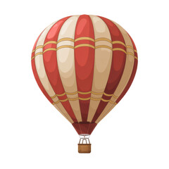 Fototapeta premium PNG a photo of a red and white striped hot air balloon, realistic, highly detailed, intricate, vibrant colors, photorealistic, 4k resolution 