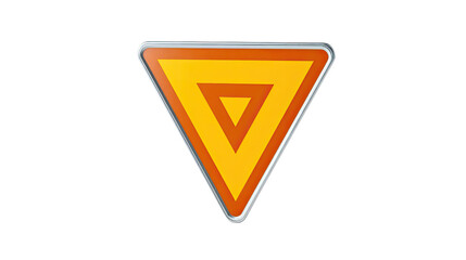 Yield Sign: A graphic depiction of a yellow and orange triangular yield sign, a universal symbol of traffic regulation and road safety. 