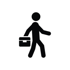 Walking Businessman with Briefcase Icon Silhouette