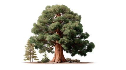 Ancient Tree's Majesty: A majestic, towering sequoia tree stands tall, its massive trunk and lush green canopy reaching towards the sky, symbolizing strength and longevity.