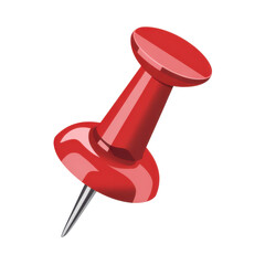PNG red push pin, metal push pin, office supplies, stationery, minimalist, clean design, 3d render
