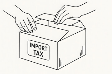 Import Tax Concept with Package Box Illustration

