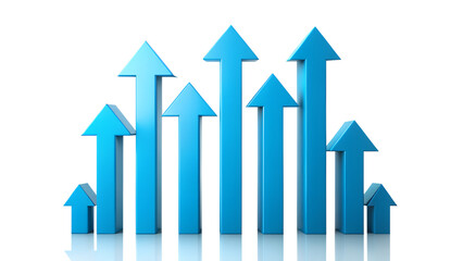Blue Upward Arrows Representing Growth on Transparent Background