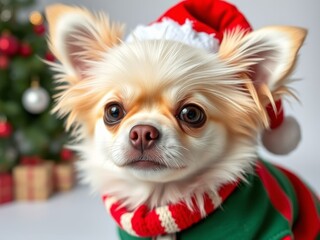 chihuahua in santa hat
