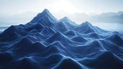 Abstract digital landscape of undulating mountains.