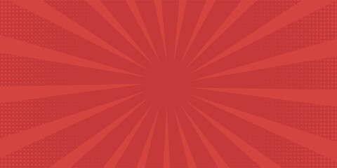 Red comic sunburst effect background with halftone. pop art comic-style vector background. Suitable for templates, sale banners, events, ads and web. eps10