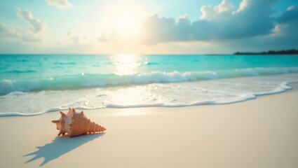 focused shell on the beach