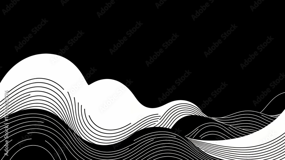 Poster elegant monochrome abstract background features flowing lines in a minimalist design space.