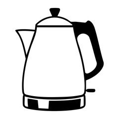 Obraz premium Hand drawn ink illustration of a simple electric kettle with a handle and spout, symbolizing kitchen appliance for boiling water