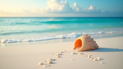 focused shell on the beach