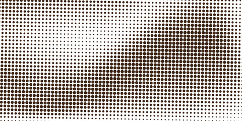 Grunge dotted halftone gradient background. Faded grit noise texture. White and black wallpaper. Retro pixelated backdrop. Anime or manga style comic overlay. Vector graphic design textured template.