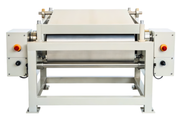 Industrial roller press machine for manufacturing and production isolated with transparent background