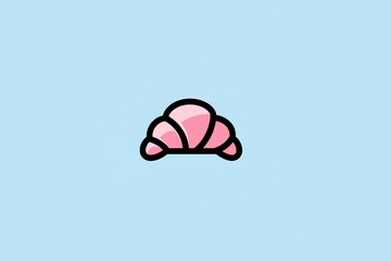 Sweet pink croissant on a light blue background.